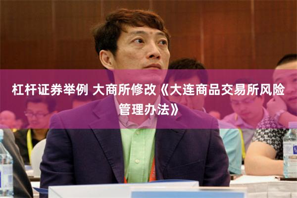 杠杆证券举例 大商所修改《大连商品交易所风险管理办法》